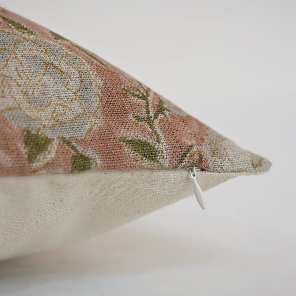 Madelyn Off-White Linen Block Print Pillow Cover