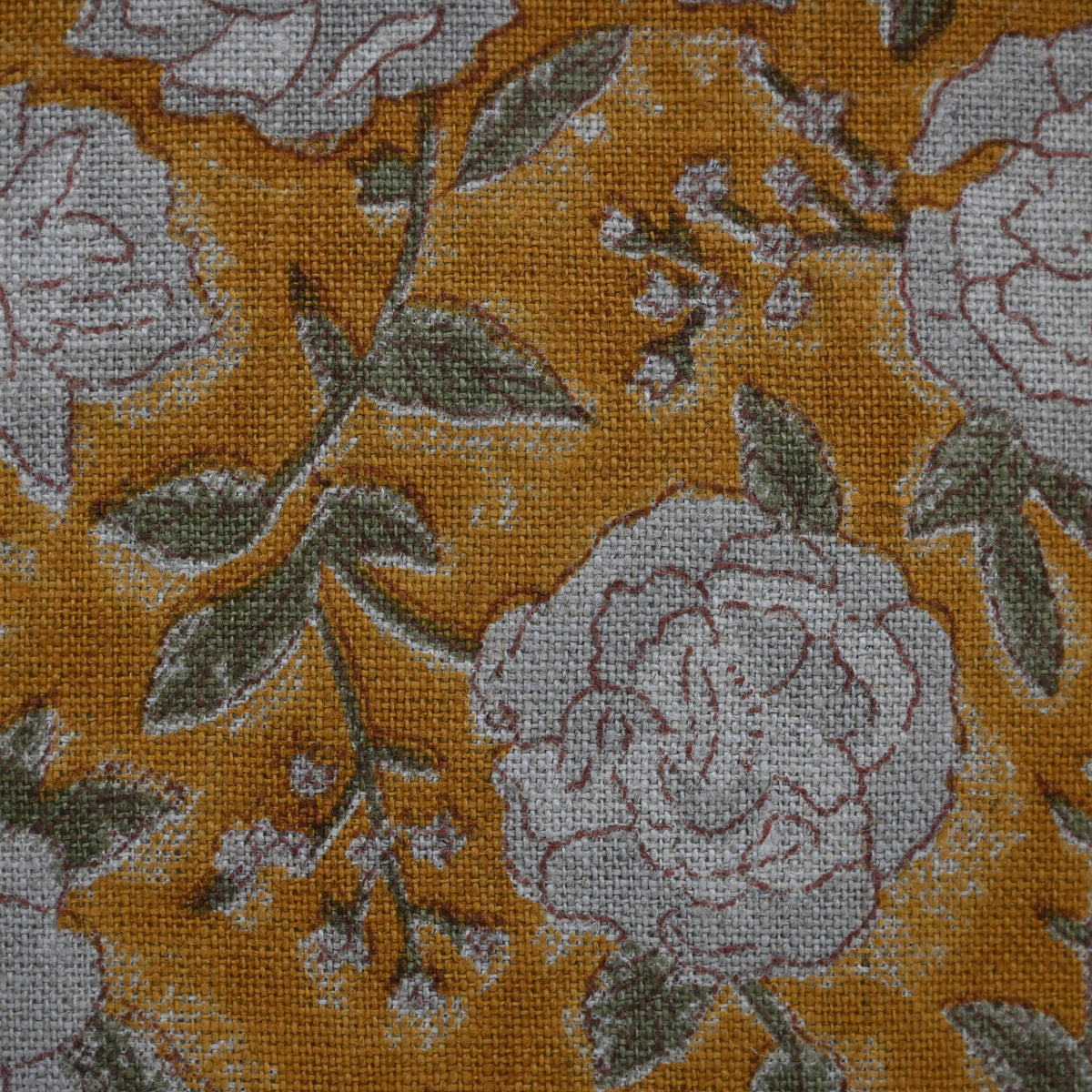 Madelyn Mustard Linen Block Print Pillow Cover