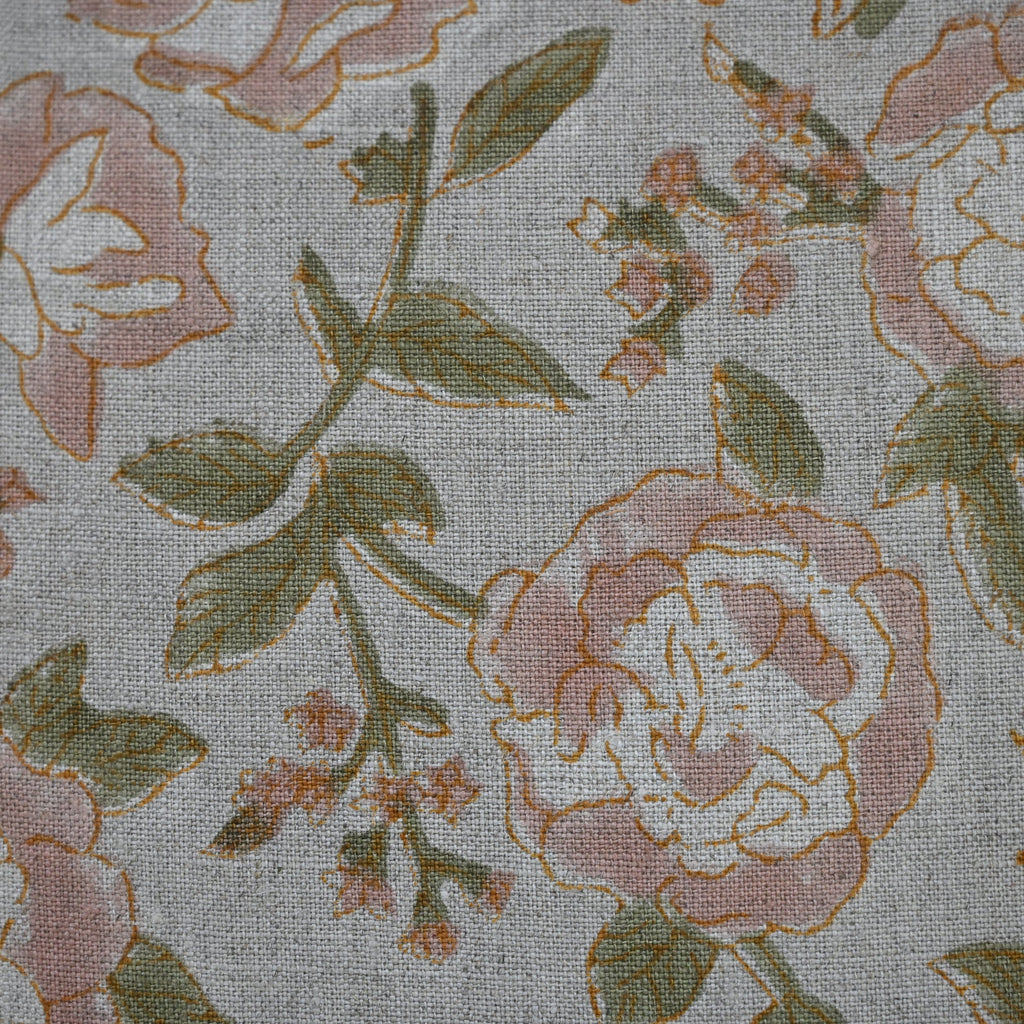 Madelyn Blush Linen Block Print Pillow Cover