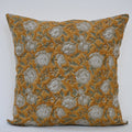 Madelyn Yellow Linen Block Print Pillow Cover