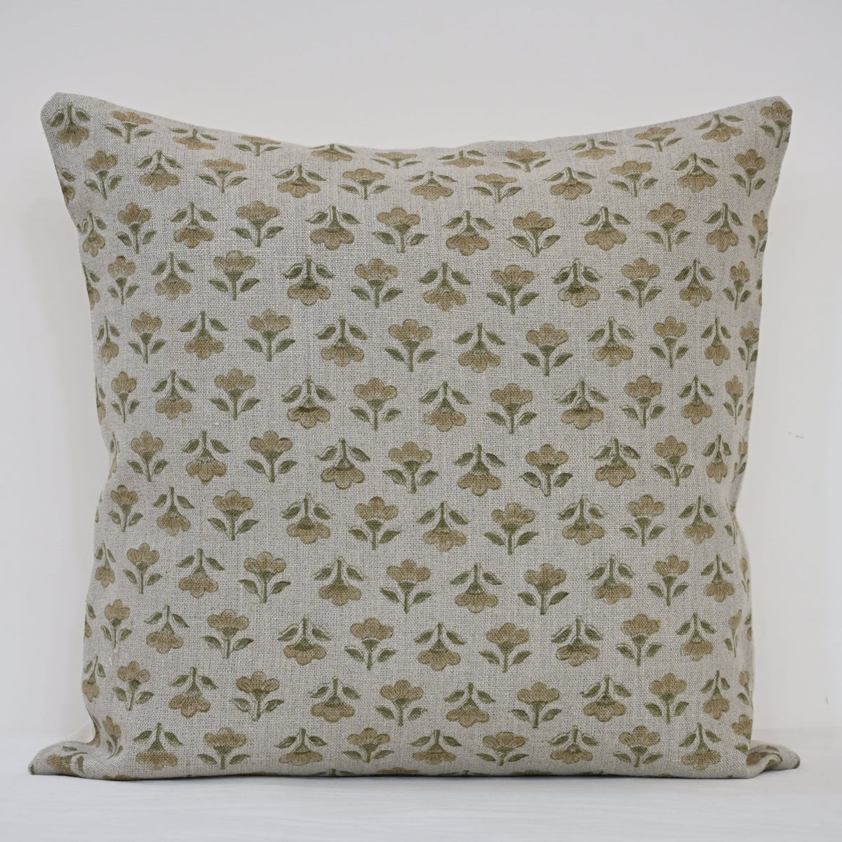 Madeline Gold Linen Block Print Pillow Cover