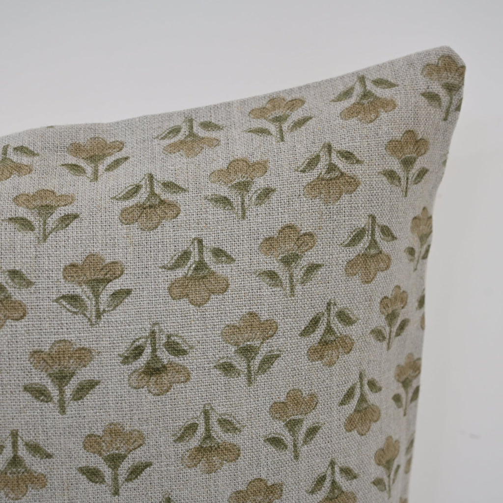 Madeline Gold Linen Block Print Pillow Cover