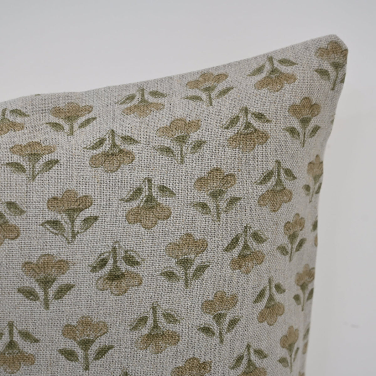 Madeline Gold Linen Block Print Pillow Cover