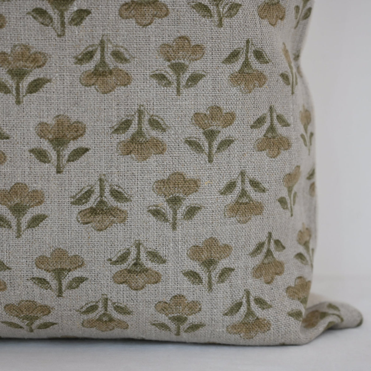Madeline Gold Linen Block Print Pillow Cover