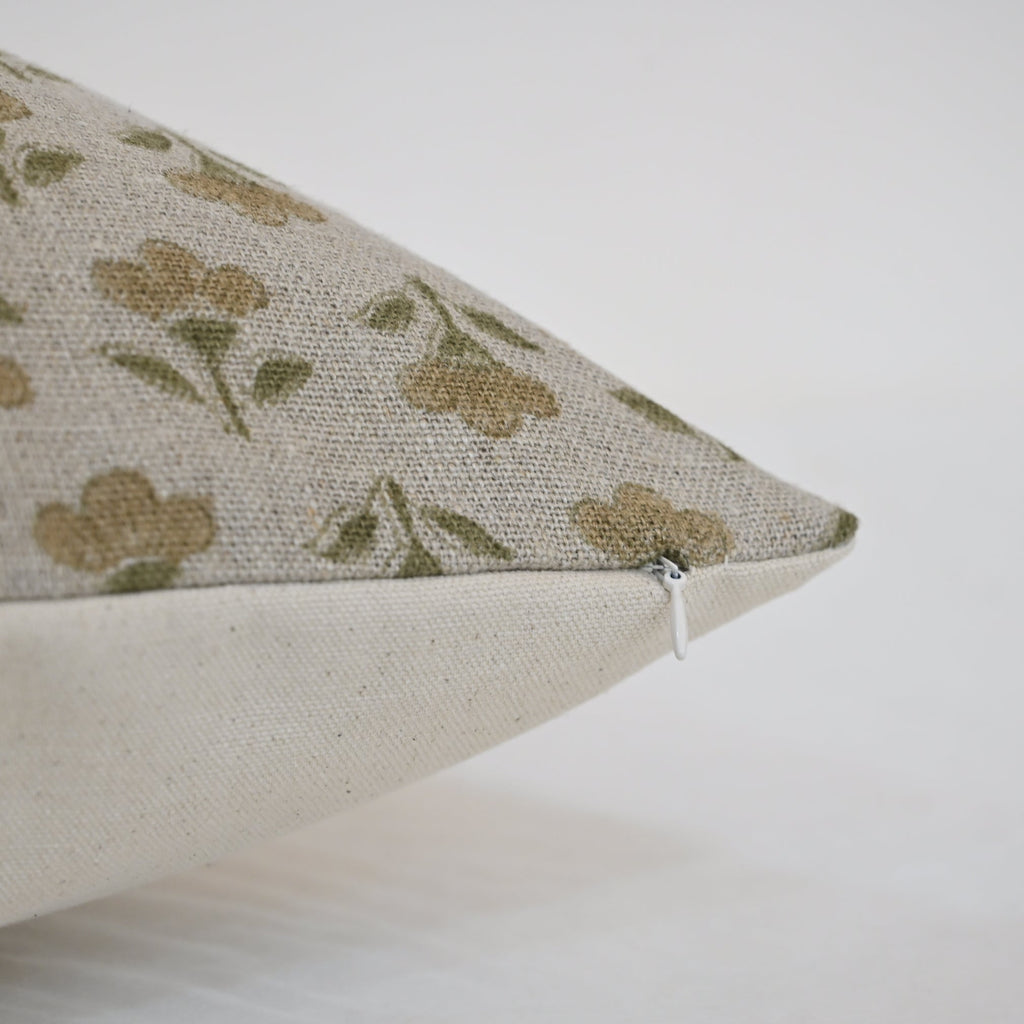 Madeline Gold Linen Block Print Pillow Cover