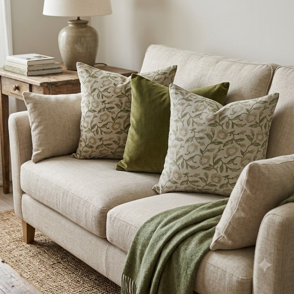 Kayla Tan Linen Block Print Pillow Cover