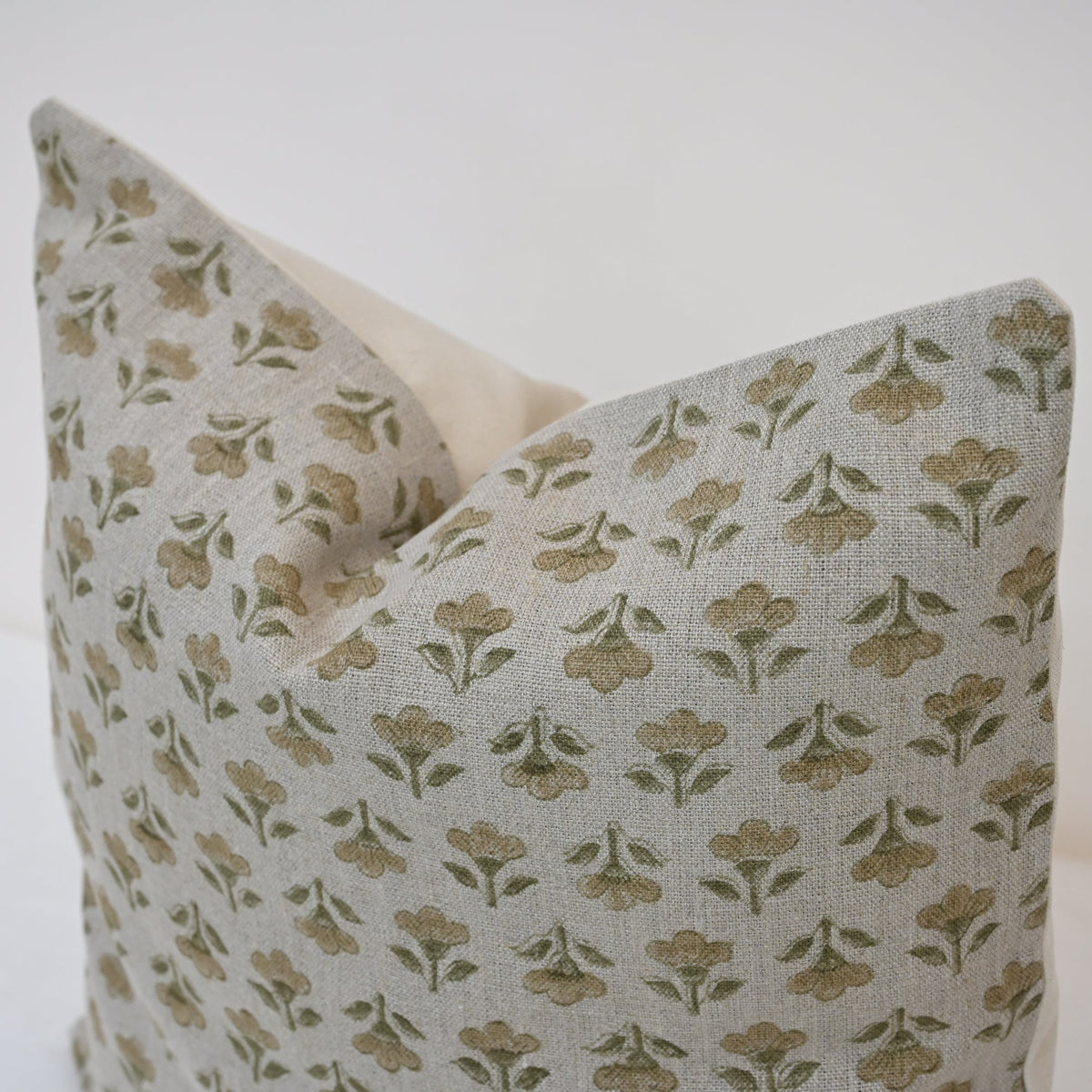 Madeline Gold Linen Block Print Pillow Cover
