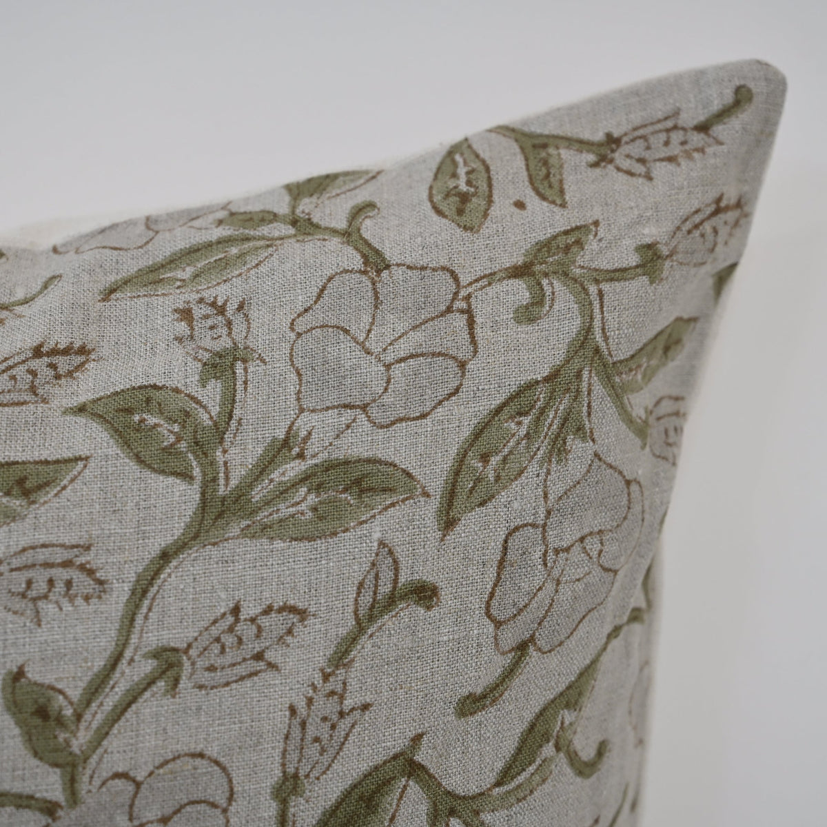 Kayla Grey Linen Block Print Pillow Cover