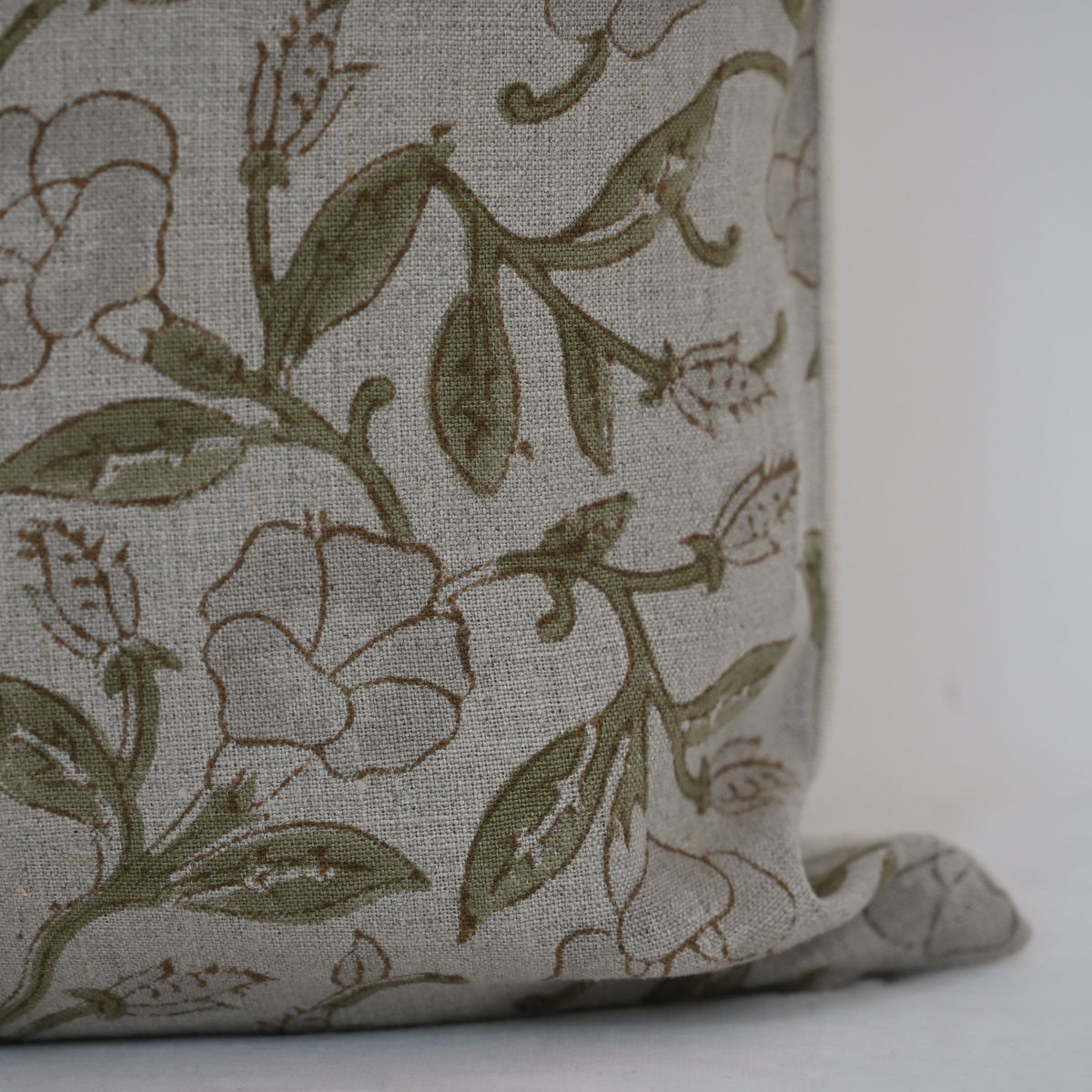 Kayla Grey Linen Block Print Pillow Cover