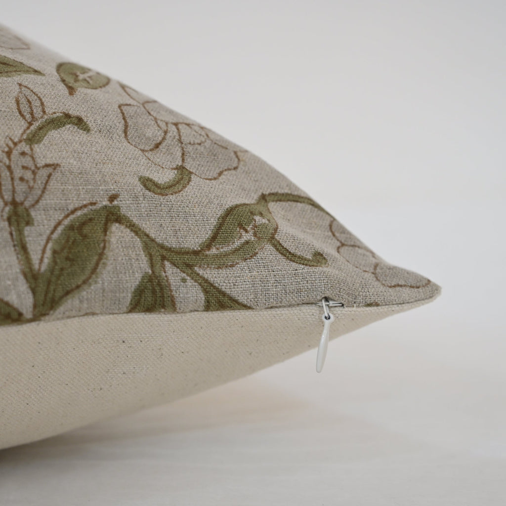 Kayla Grey Linen Block Print Pillow Cover