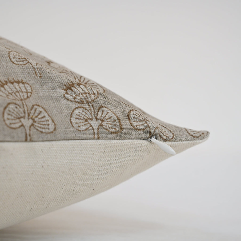 Gabriella Sepia Linen Block Print Pillow Cover