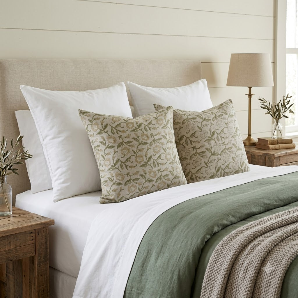 Kayla Tan Linen Block Print Pillow Cover