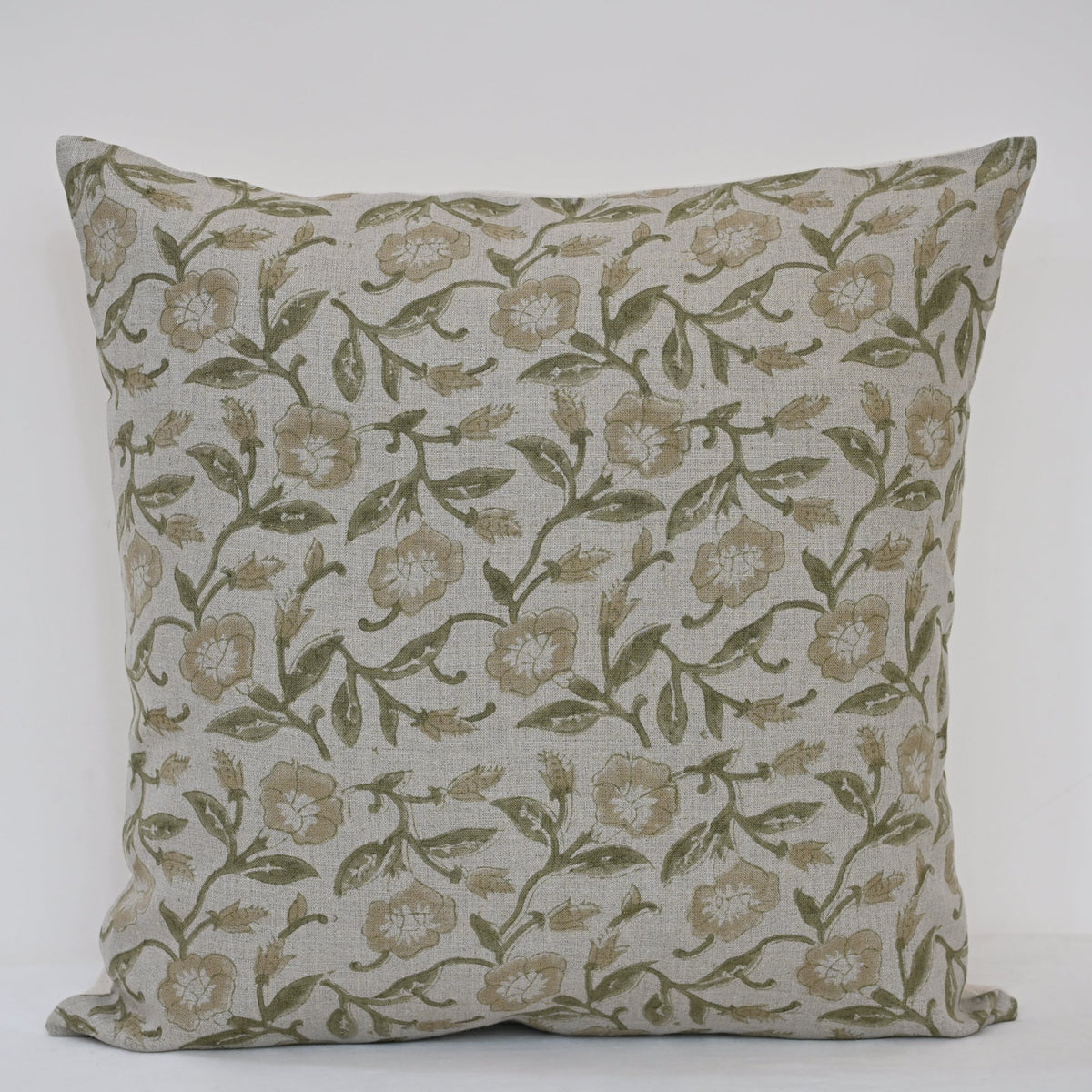 Kayla Tan Linen Block Print Pillow Cover