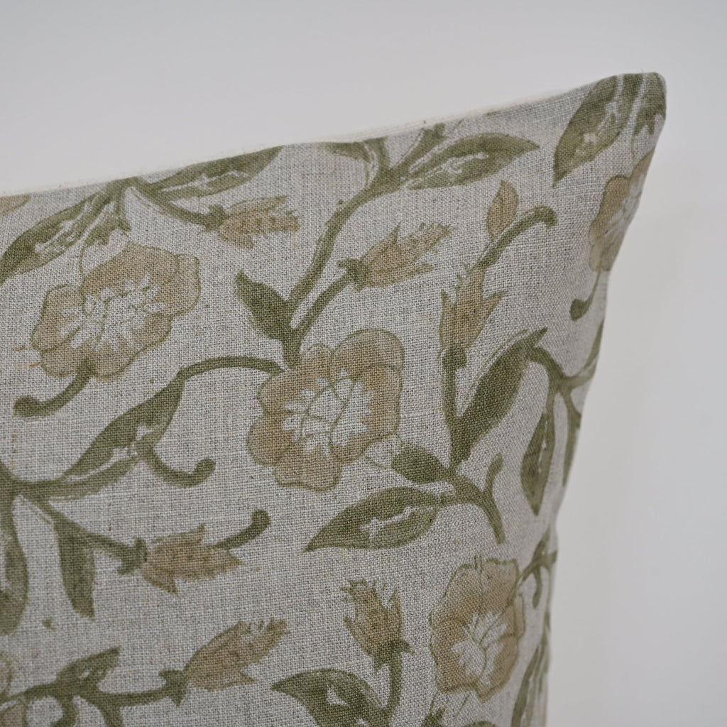 Kayla Tan Linen Block Print Pillow Cover