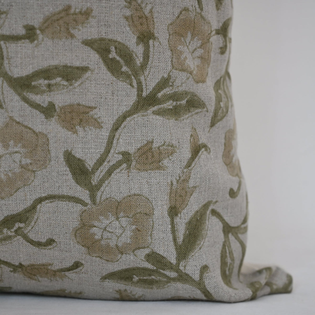 Kayla Tan Linen Block Print Pillow Cover