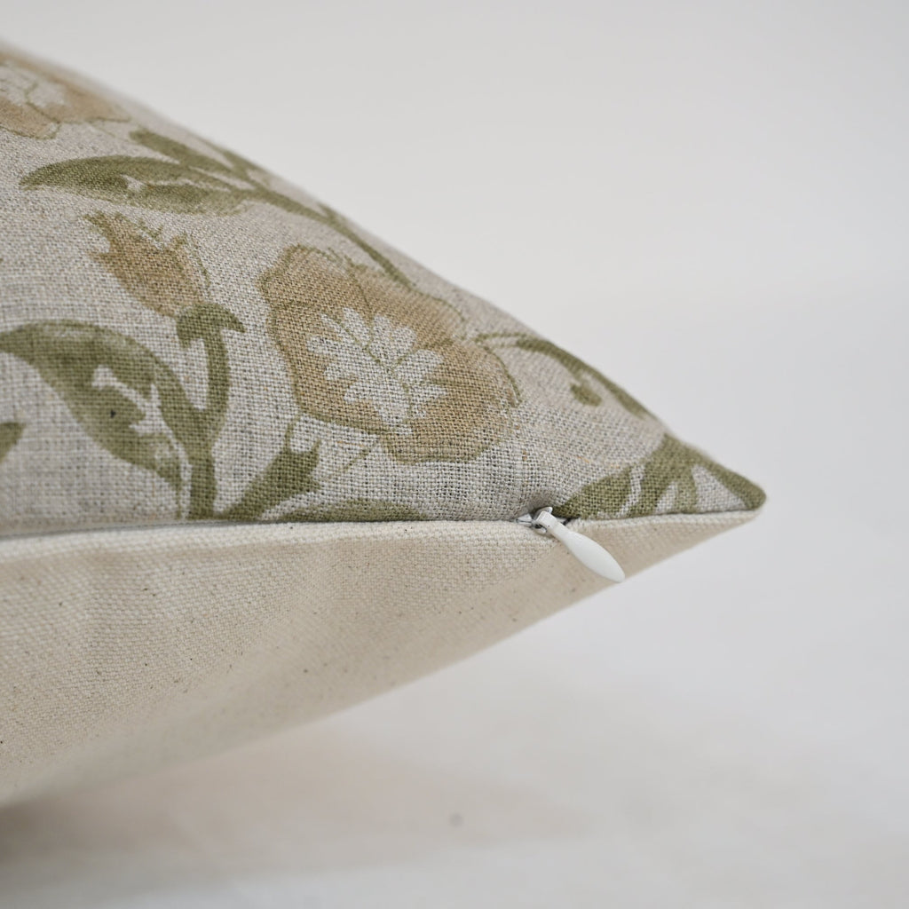 Kayla Tan Linen Block Print Pillow Cover
