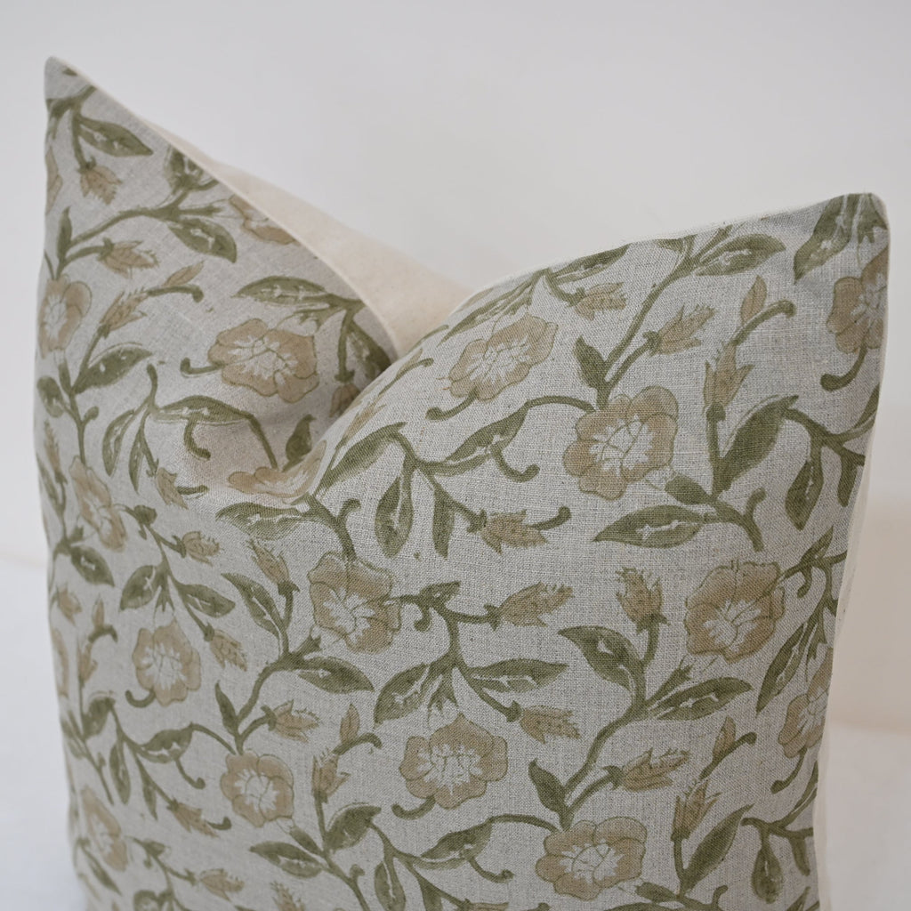Kayla Tan Linen Block Print Pillow Cover