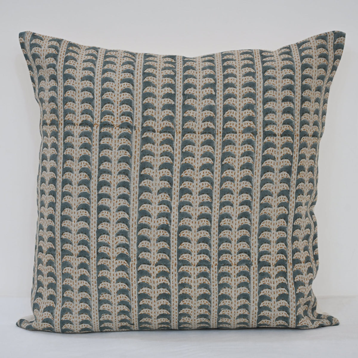 Kylie Slate Linen Block Print Pillow Cover