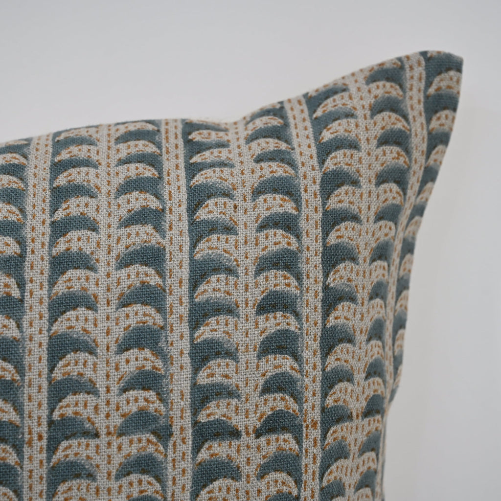 Kylie Slate Linen Block Print Pillow Cover