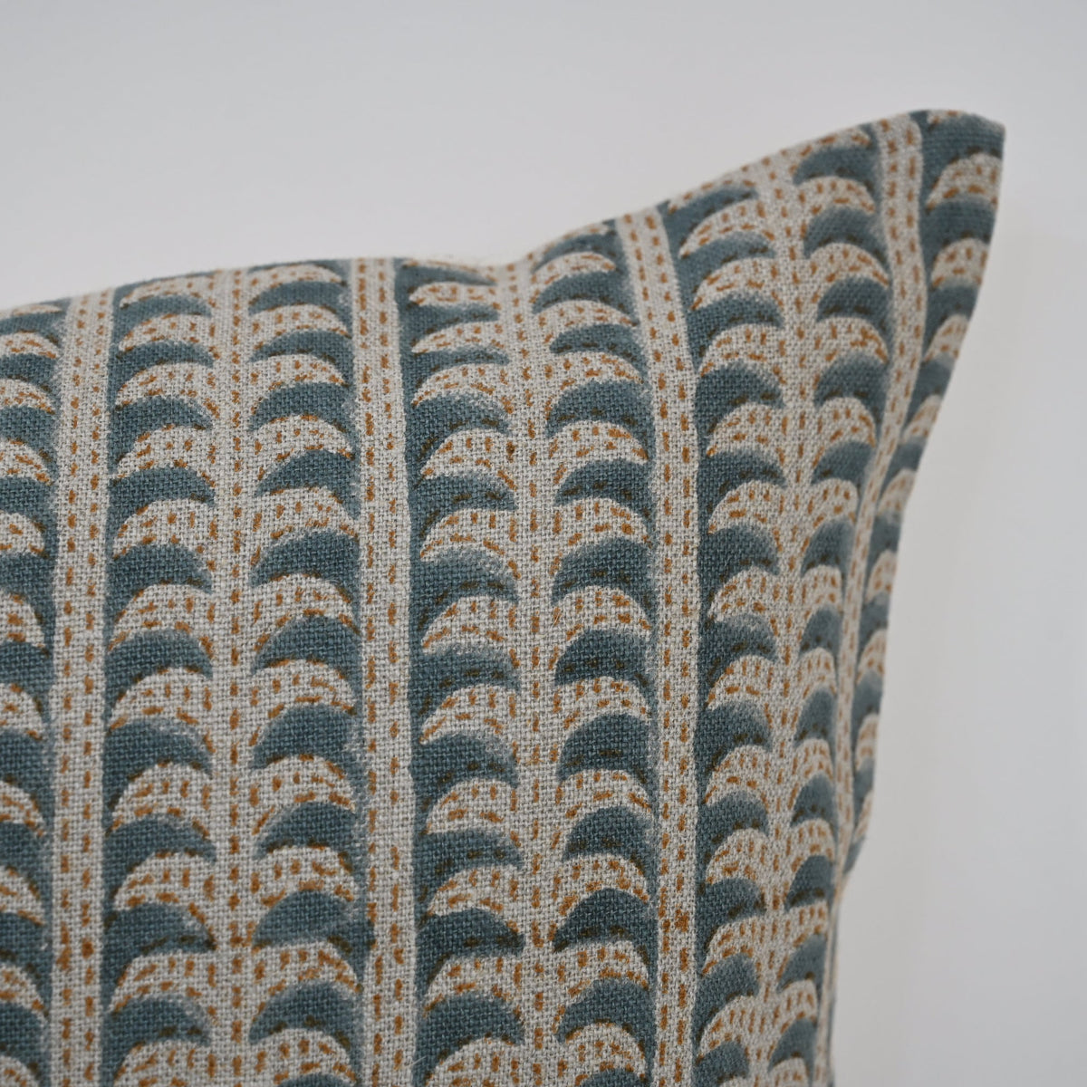 Kylie Slate Linen Block Print Pillow Cover