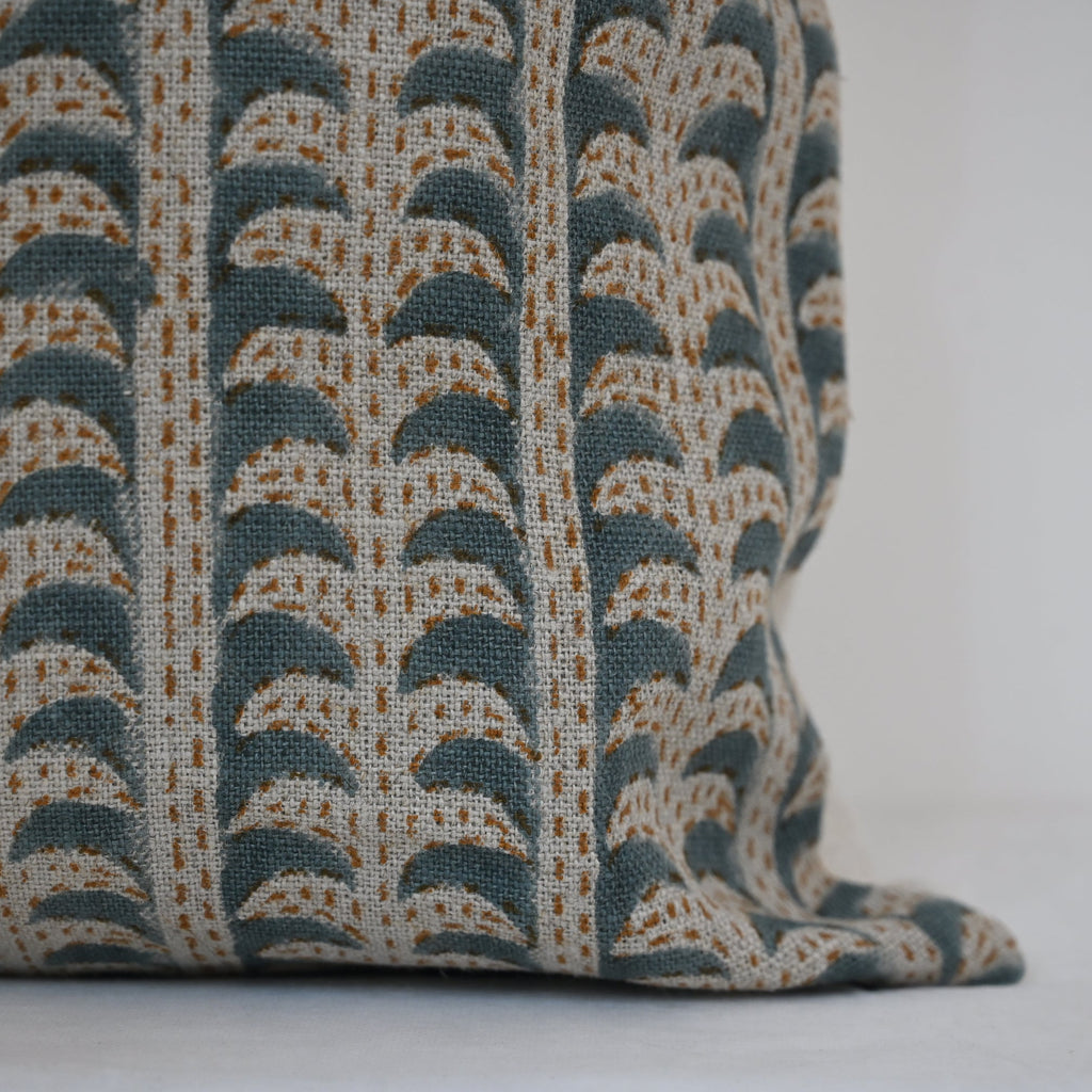 Kylie Slate Linen Block Print Pillow Cover