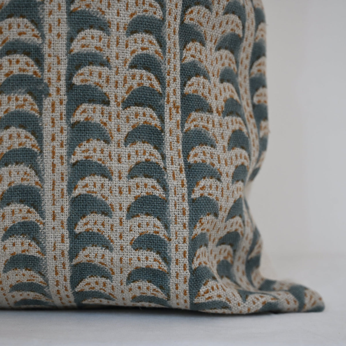Kylie Slate Linen Block Print Pillow Cover