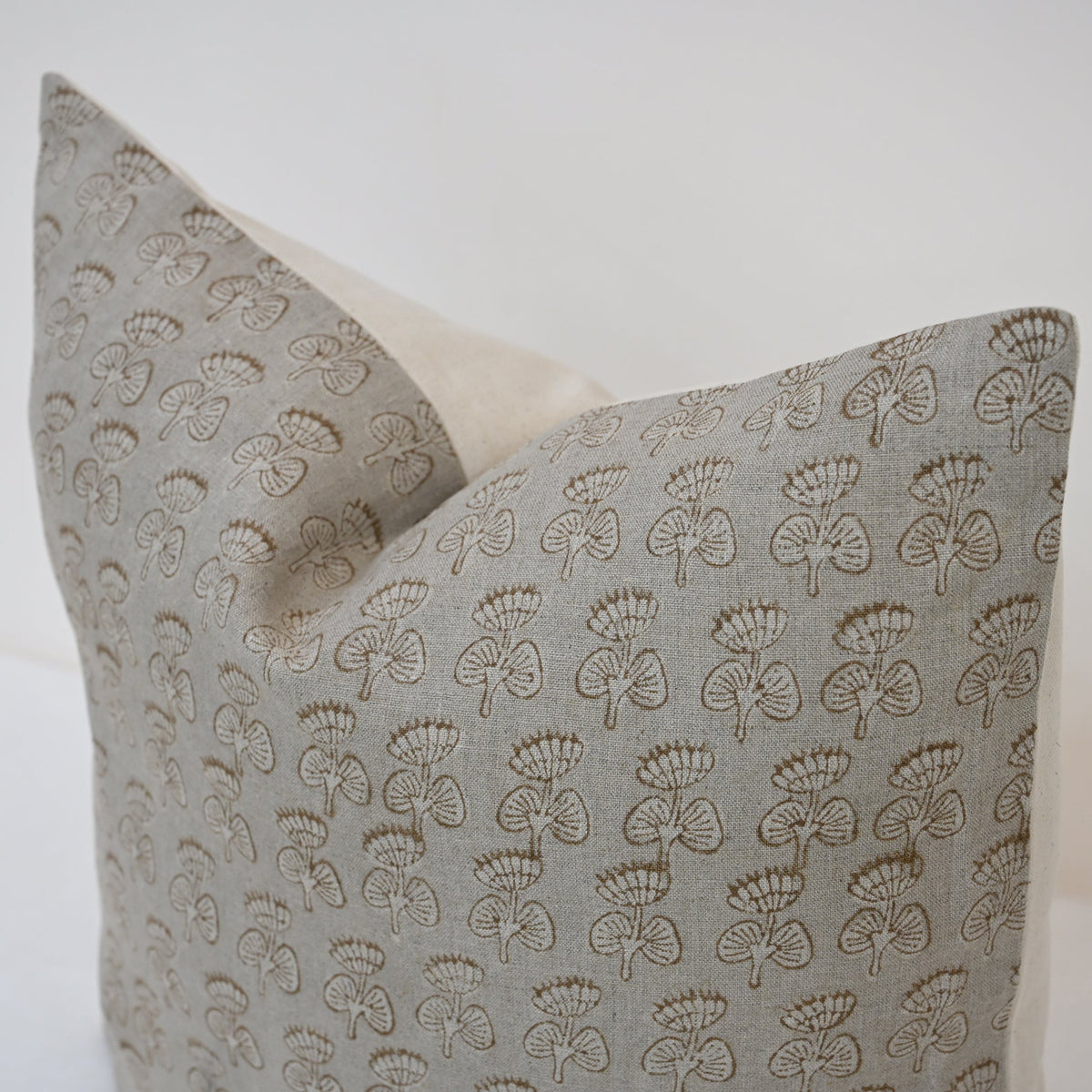 Gabriella Sepia Linen Block Print Pillow Cover