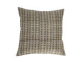 Tan scalloped stripe hand block print linen pillow cover, front view