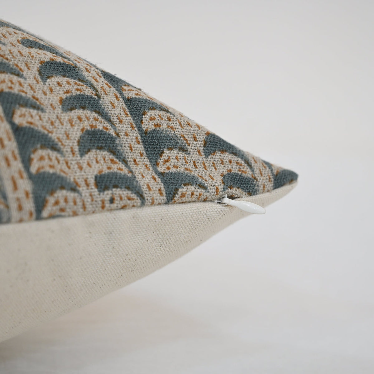 Kylie Slate Linen Block Print Pillow Cover