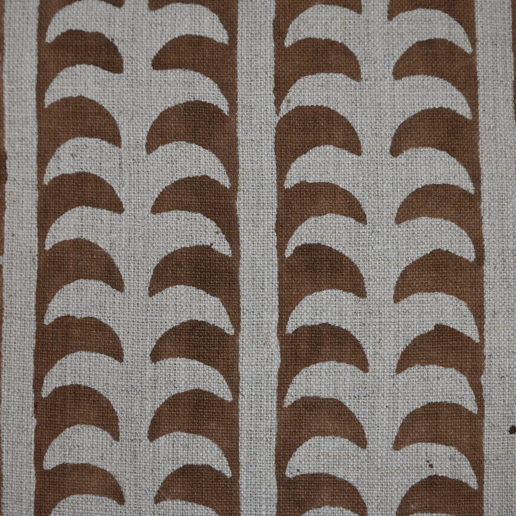 Kylie Chestnut Linen Block Print Pillow Cover