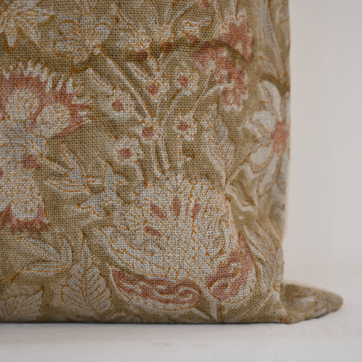 Sydney Terracotta Linen Block Print Pillow Cover