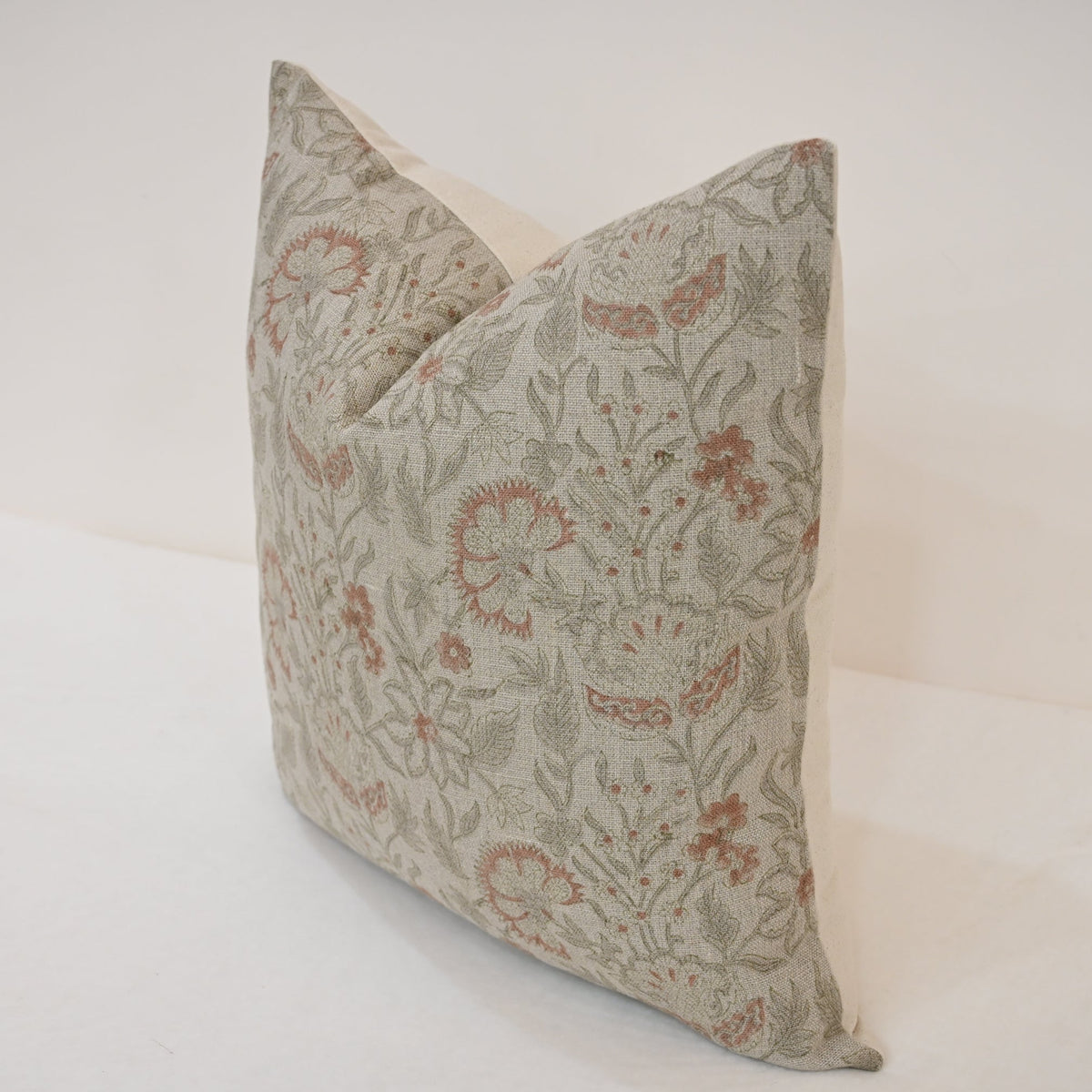 Sydney Terracotta Linen Block Print Pillow Cover