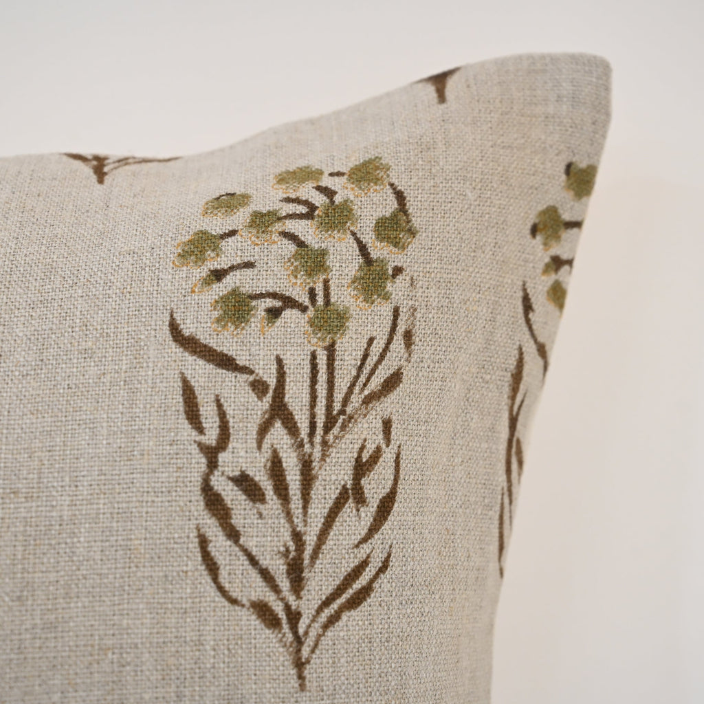 Brianna moss Linen Block Print Pillow Cover
