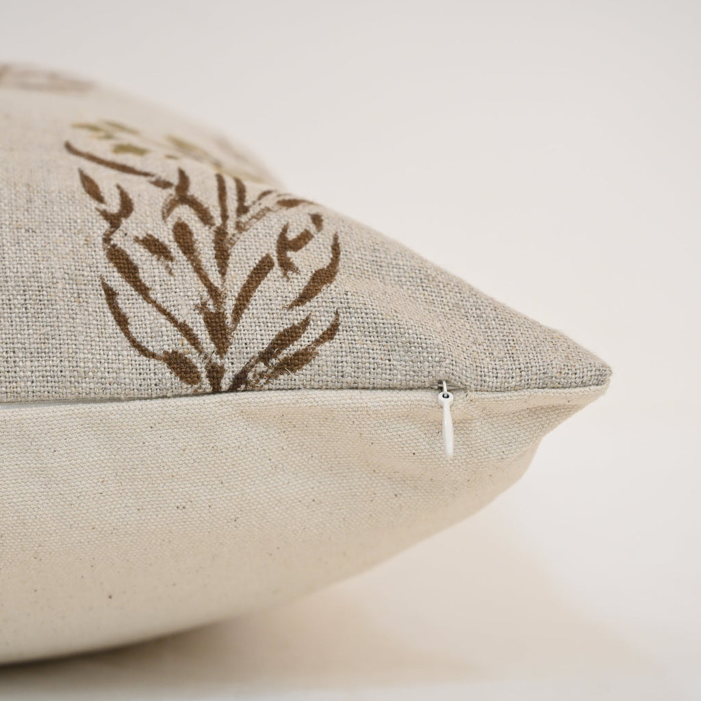 Brianna moss Linen Block Print Pillow Cover