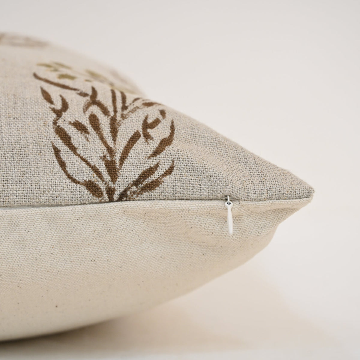 Brianna moss Linen Block Print Pillow Cover