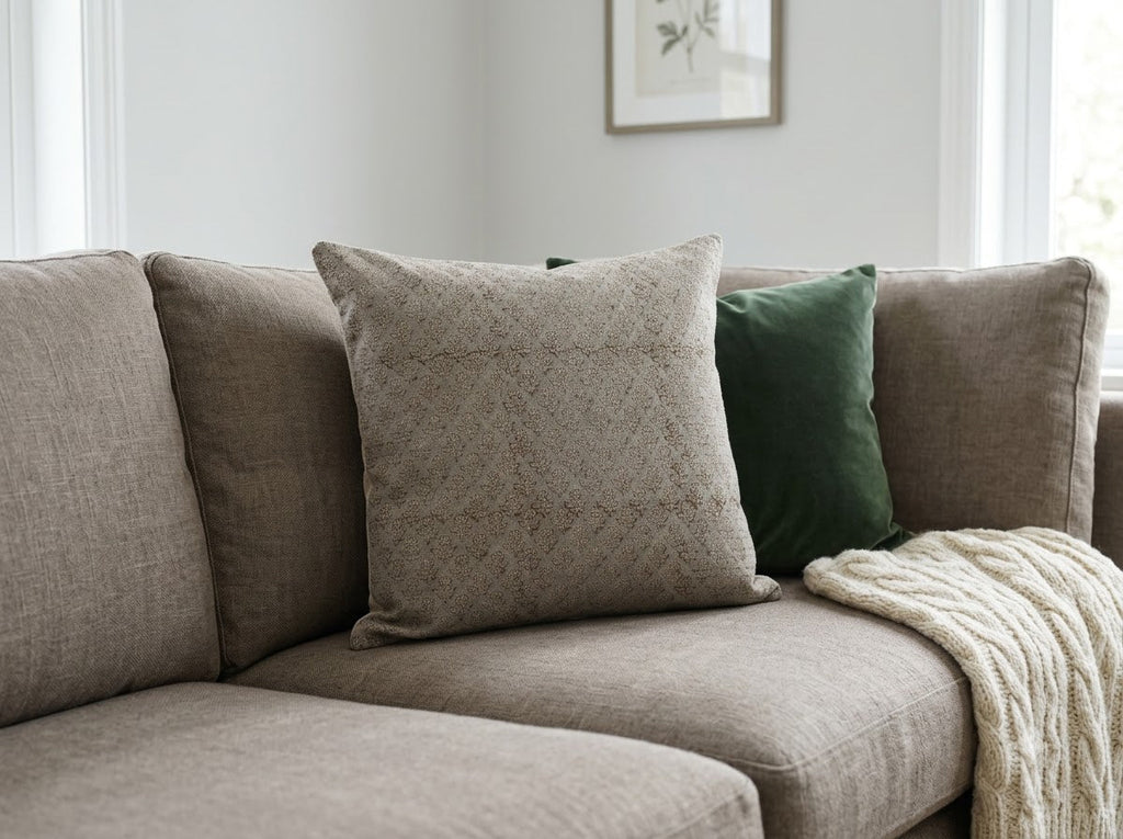 Makayla Chestnut Linen Block Print Pillow Cover