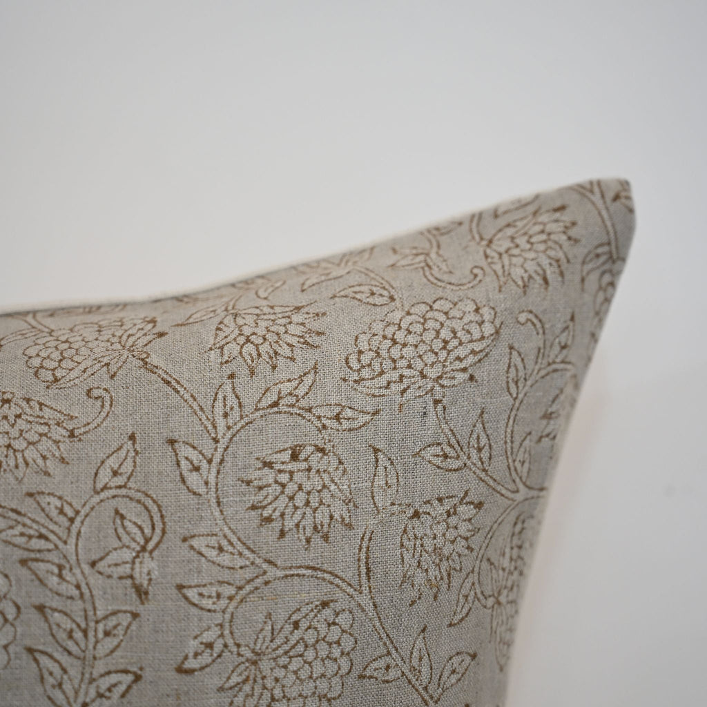 Lucia Charcoal Linen Block Print Pillow Cover
