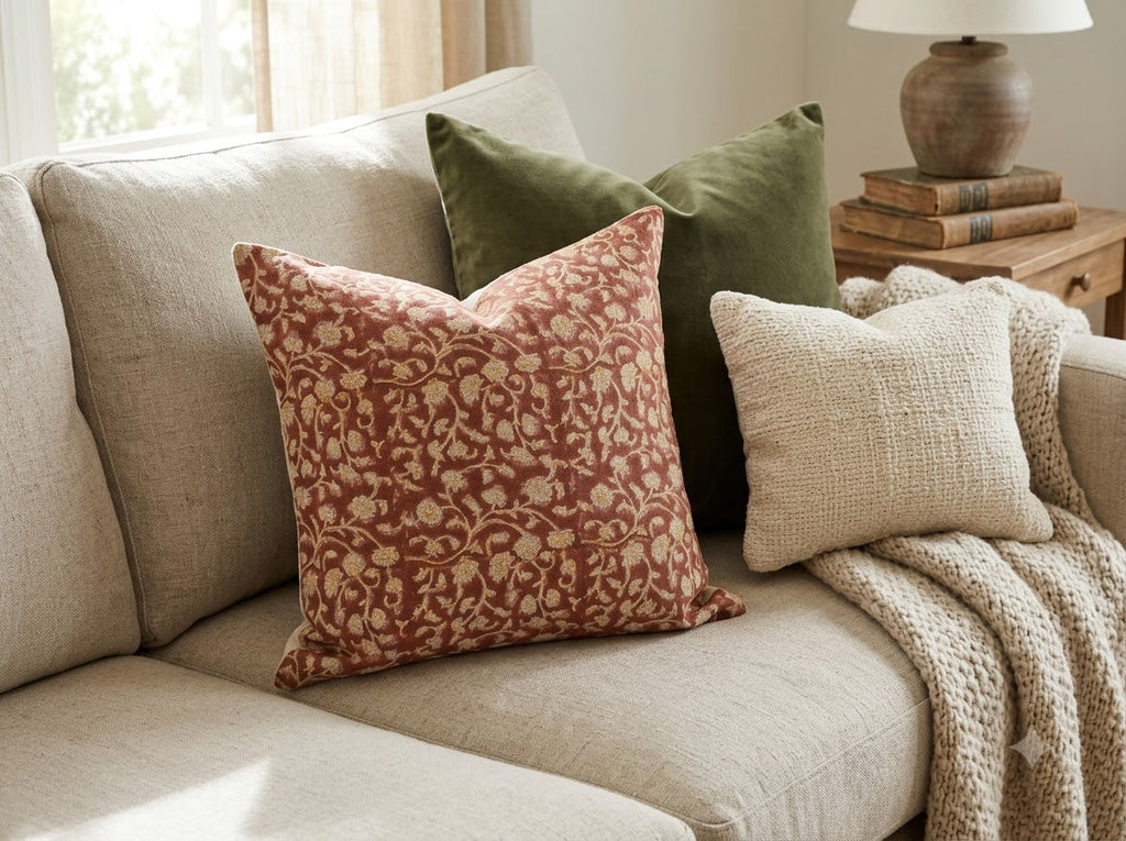 Katie Gold Linen Block Print Pillow Cover