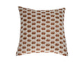 Rust terracotta fern motif hand block print linen pillow cover, front view