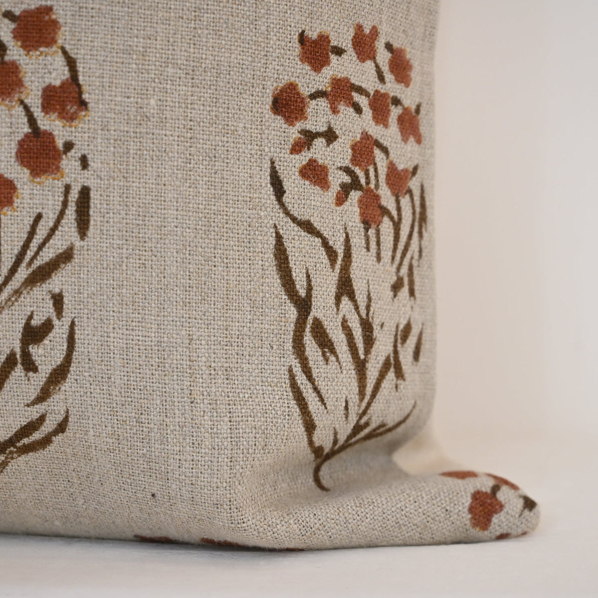 Brianna Espresso Linen Block Print Pillow Cover
