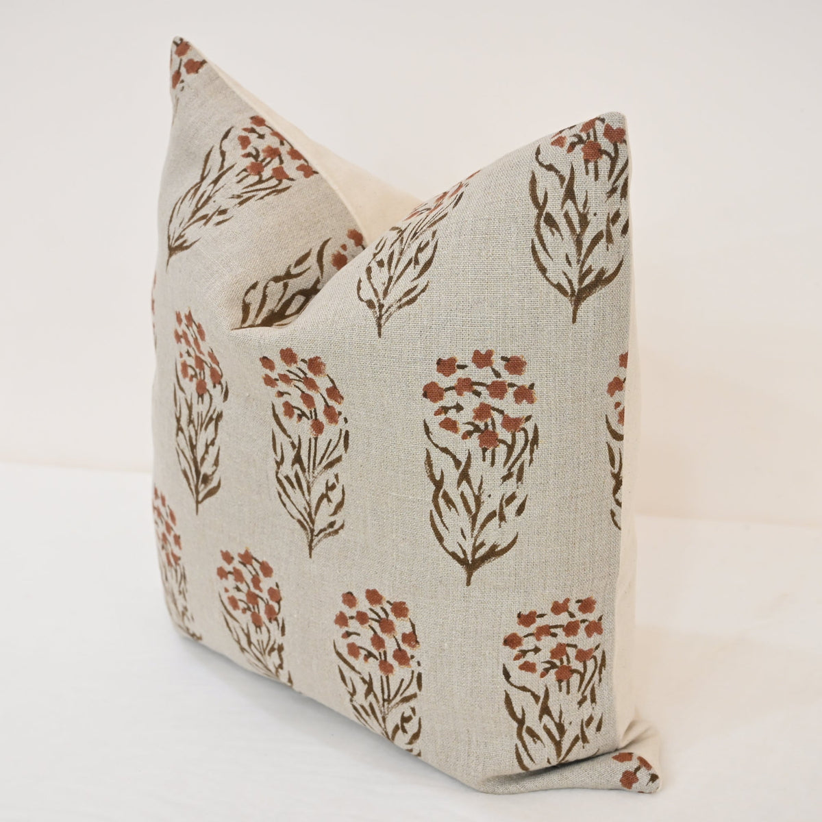 Brianna Espresso Linen Block Print Pillow Cover