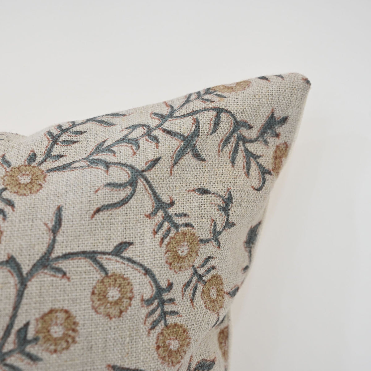 Bailey Slate Linen Block Print Pillow Cover