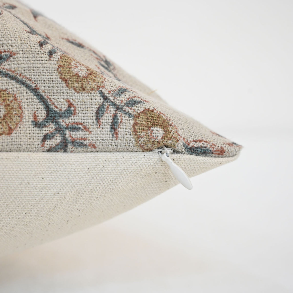Bailey Slate Linen Block Print Pillow Cover