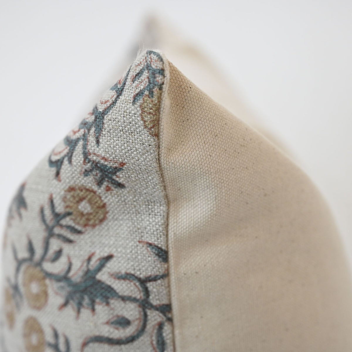 Bailey Slate Linen Block Print Pillow Cover