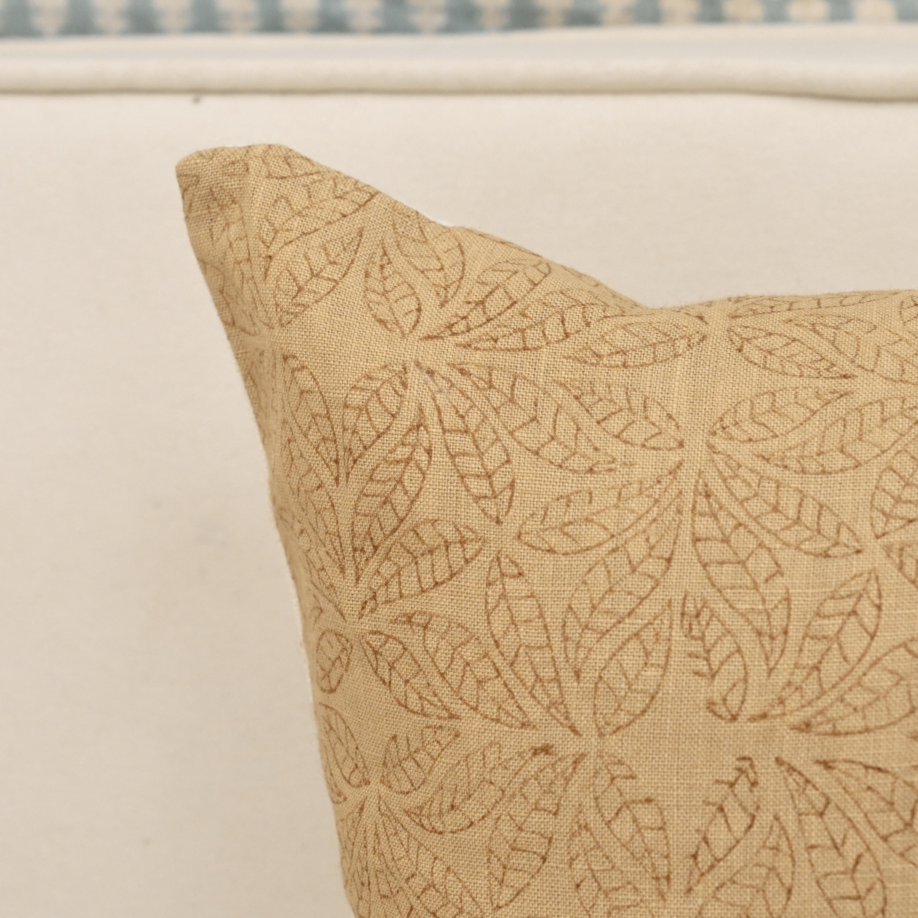 Mandala geometric linen pillow cover styled on a sofa