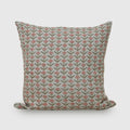 Rose pink floral buti hand block print linen pillow cover, front view
