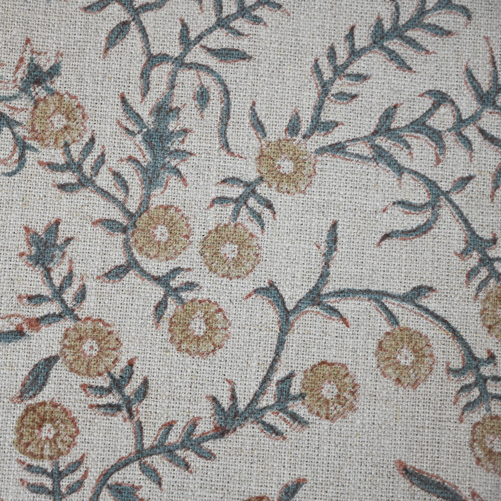 Bailey Slate Linen Block Print Pillow Cover