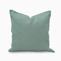 Teal solid linen pillow cover, front view showing soft muted teal tone