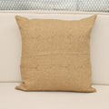 Mustard camel linen pillow cover with a fine hand block printed ditsy floral vine, front view