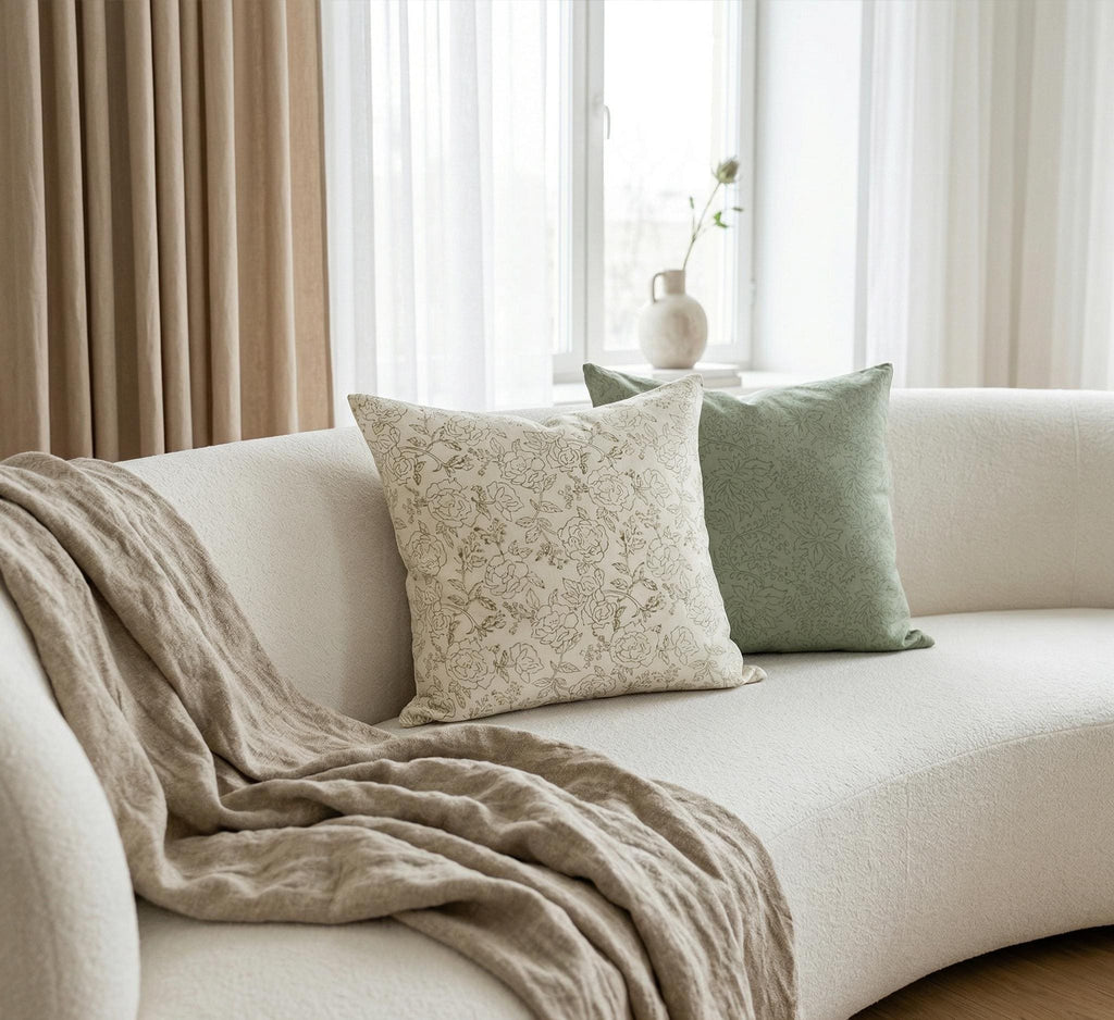 Oliva Hand Block Print Linen Pillow Cover